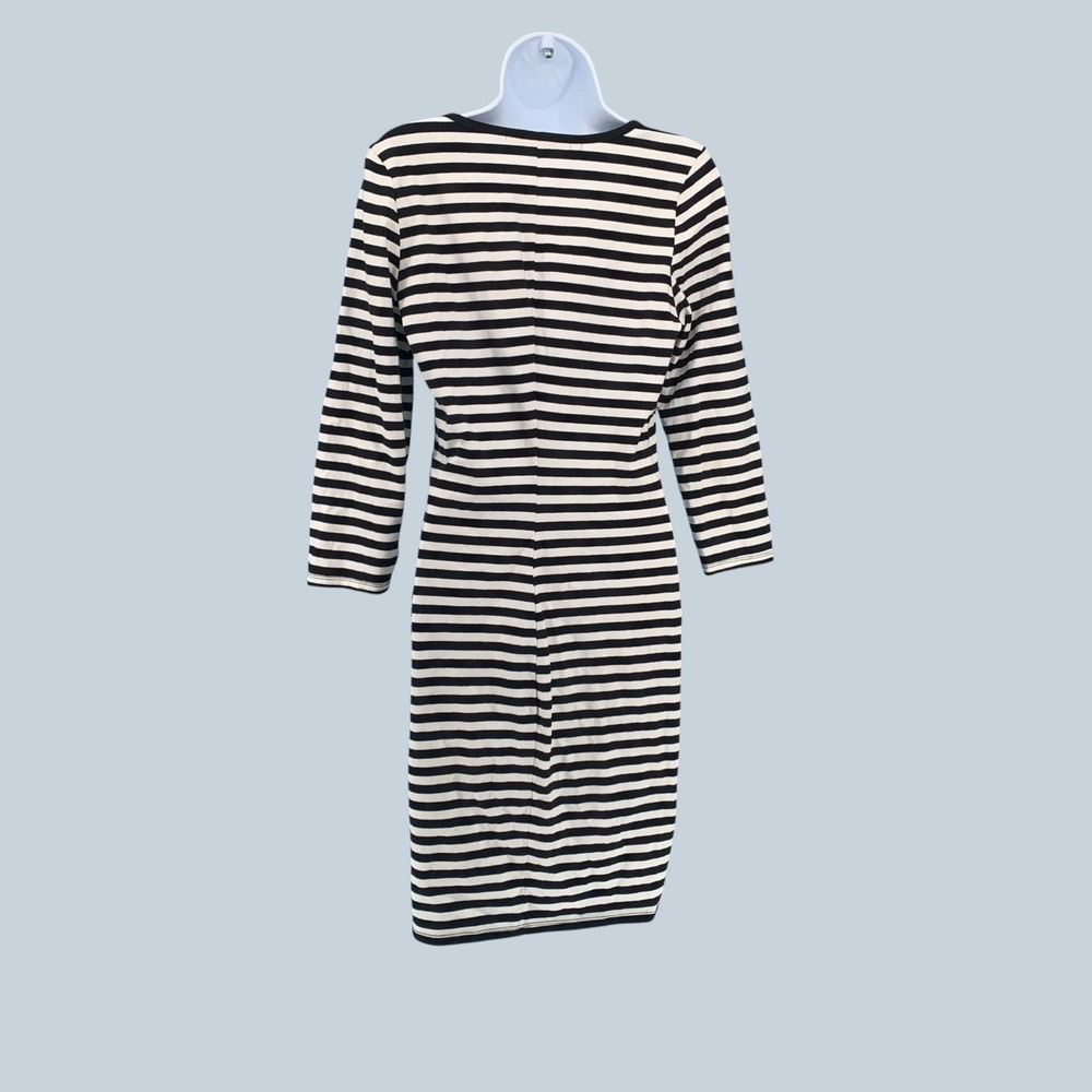 Express Cotton Dress Womens Medium Black White Striped Sheath stretch minimalist - Picture 3 of 6
